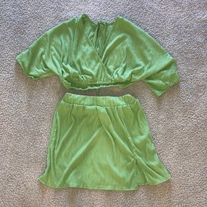 Shein cropped skirt and shirt set